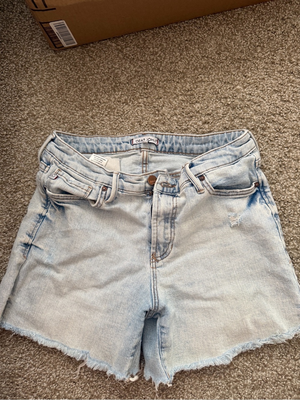 Dear John Light Wash Frayed Hem Denim Shorts